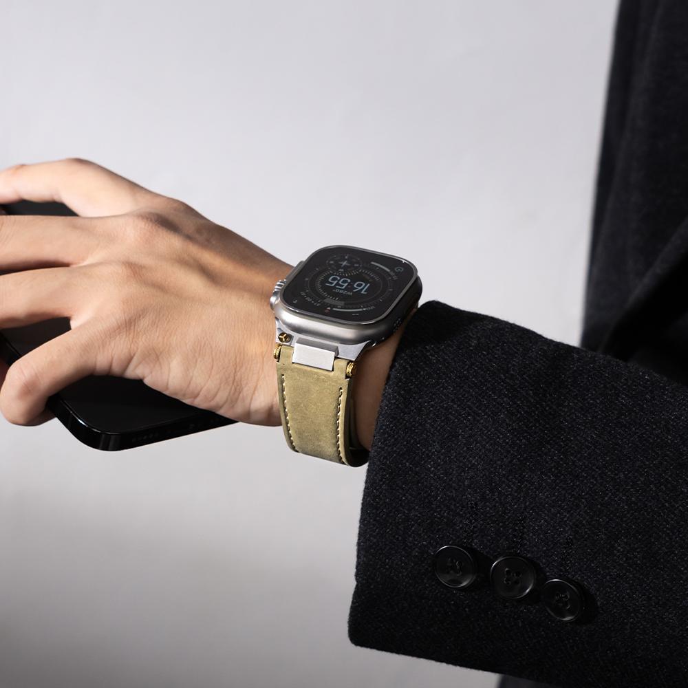 Leather Strap for Apple Watch Ultra 4 3 2 49mm Series 11 10 46mm Business Men Band for iWatch 9 8 7 45mm 6 5 4 Se 3 44mm Bracelet