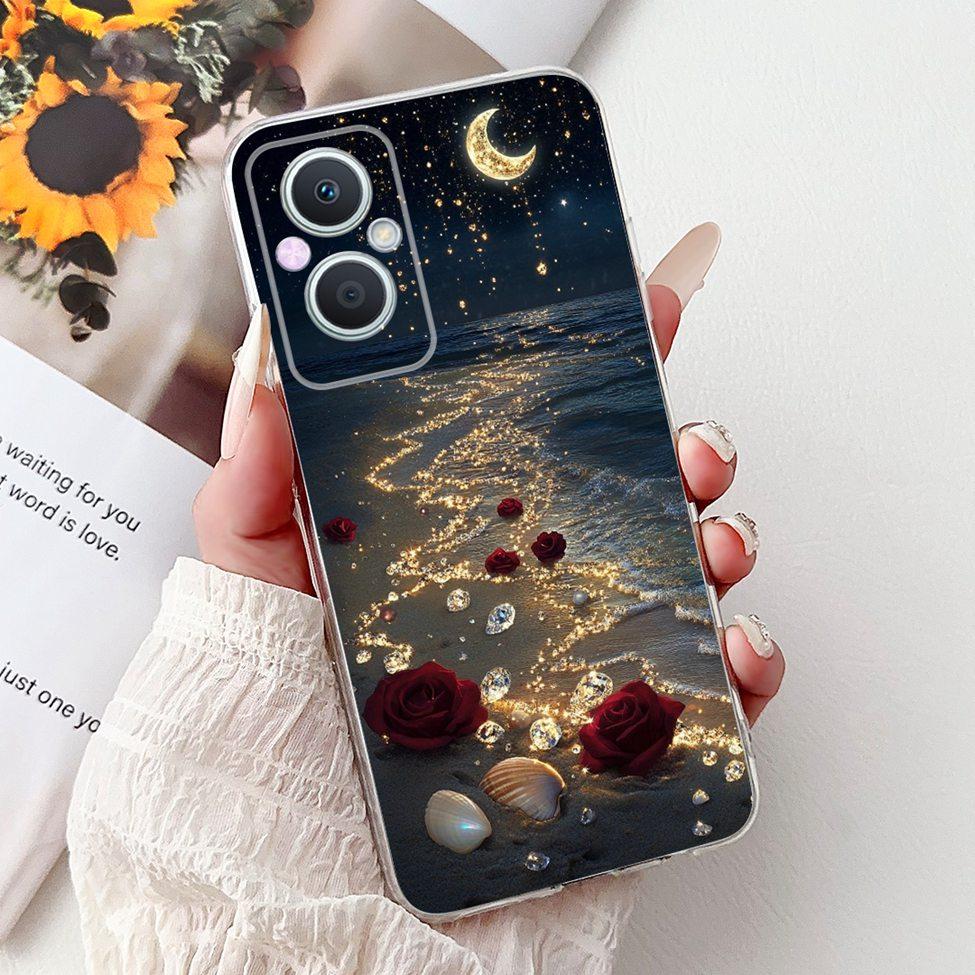 Clear For Oppo Reno 7Z 5G CPH2343 Case For Oppo Reno 8Z 5G CPH2457 Cover Luxury Butterfly Love Fashion Flowers Cool Lion Painted