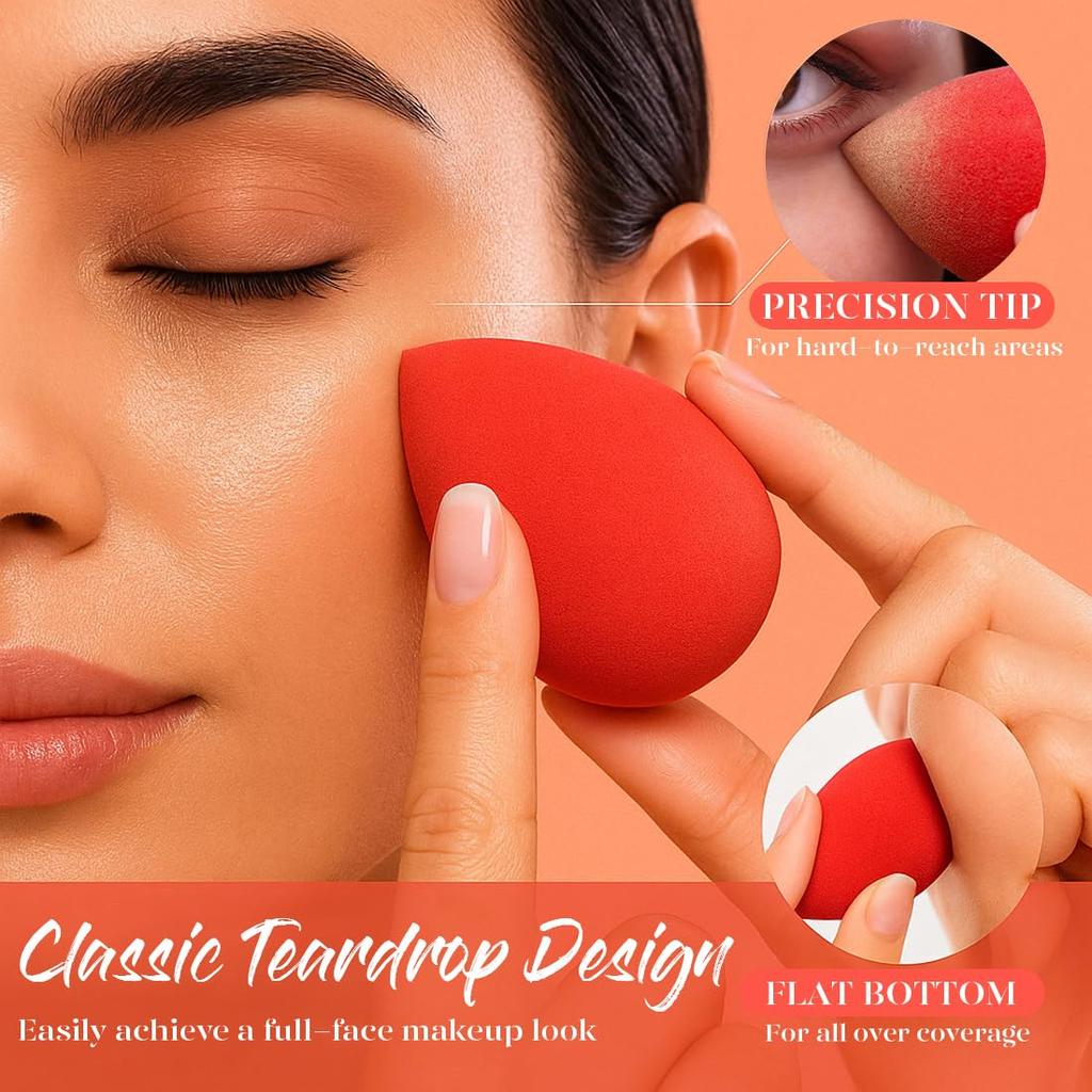BEAKEY Makeup Sponge Set 5 Pack Micro Porous Low Absorption Soft Latex Free Foundation Beauty Sponges & Blenders for Powder Cream