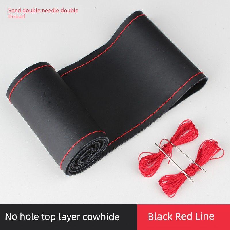 Steering Wheel Cover Leather Hand Sewing Men's and Women's Four Seasons Universal Volkswagen Leather Cover First Layer Cowhide Non-Slip Handle Cover