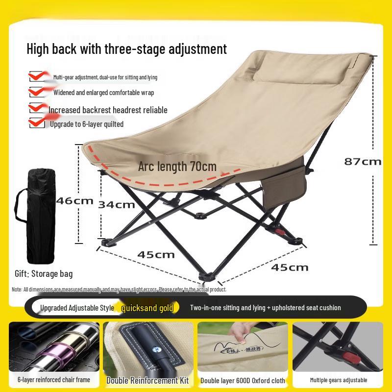ZISIZ Portable Reclining Chair with High Back and Headrest