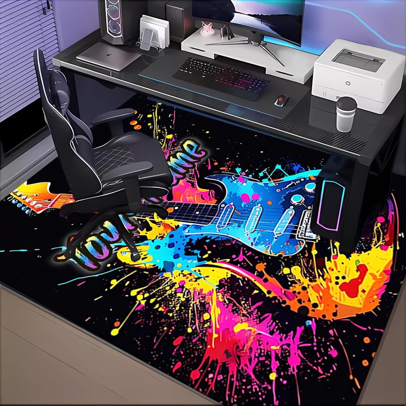 1PC Custom Name Colorful Guitar Splash Theme Floor Mat Ideal for Living Room, Game Rooms, Office, Bedroom Floor Mat Design