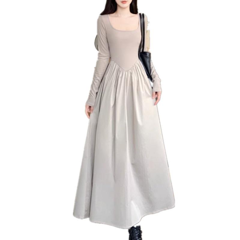 Платье в стиле Хепберн с длинным рукавом и квадратным вырезом - Женская коллекция весна 2024