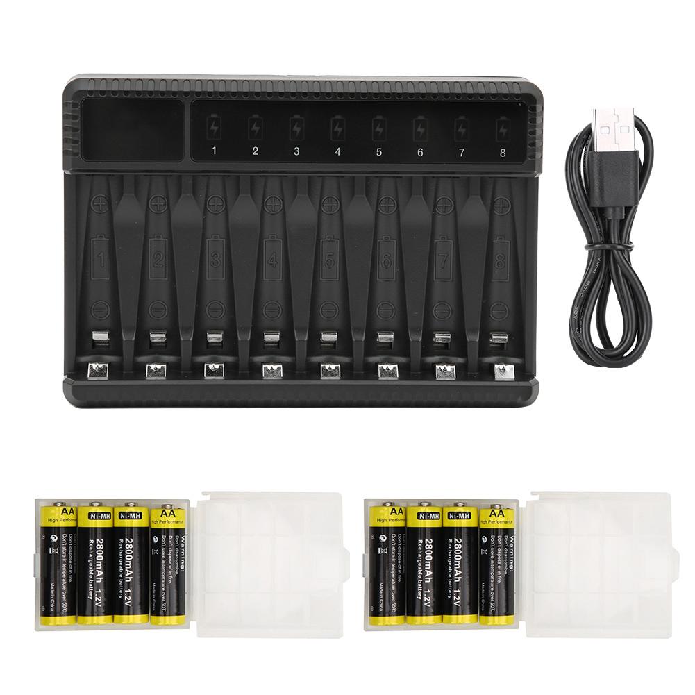 SEIVI Ni MH USB Зарядное устройство для аккумуляторов AA AAA с ЖК-дисплеем, Восьмиместное настольное зарядное устройство с 8 аккумуляторами AAA