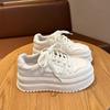 Cowhide Version~ Genuine Leather Thick-soled Heightening Little White Shoes Women's Board Shoes 2025 Spring and Summer New Casual Shoes Muffin Si