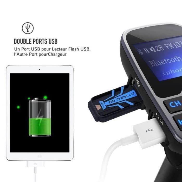 HY30812-Автомобильный Bluetooth MP3-плеер FM-трансмиттер Звонки в режиме громкой связи, Двойная USB-зарядка, Micro SD-TF для iPhone 8 7 Plus 6,