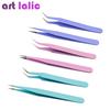 Candy Color Stainless Steel  Nail Art Tweezers Rhinestones Nipper Picking Clip Nail Tools