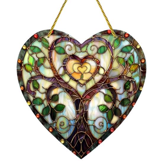 Love Heart Sun Catcher, окрашенный акриловый оконный подвесной орнамент, в форме сердца, для балкона, крыльца, двора