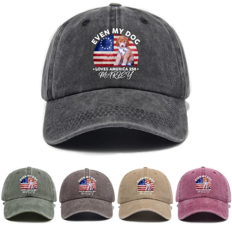 Versatile old American Independence Anniversary print washed retro sunshade universal soft top baseball cap