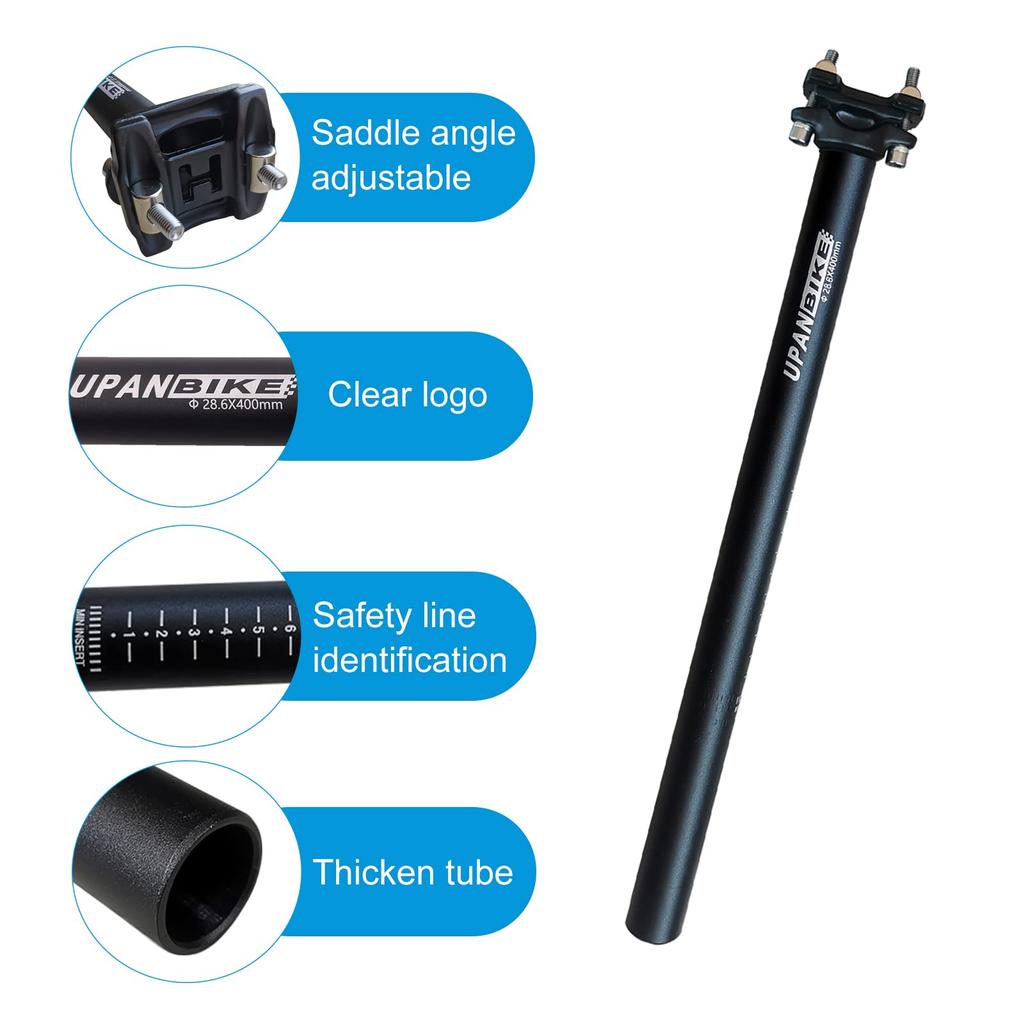 UPANBIKE Велосипедный подседельный штырь Алюминиевый сплав Длинный Подседельный штырь для горного велосипеда, шоссейного велосипеда 27,2 мм400 мм (красный)