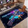 Music Guitar Theme Soft Crystal Velvet Rug Custom Name & Text Print Non Slip Floor Rug for Bedroom Living Room