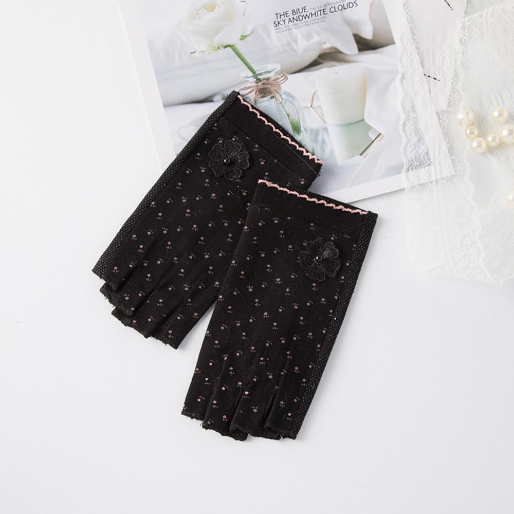 Anti-slip Women Half-finger Gloves Cotton Sunscreen Gloves Fashion Cycling Gloves for Cycling