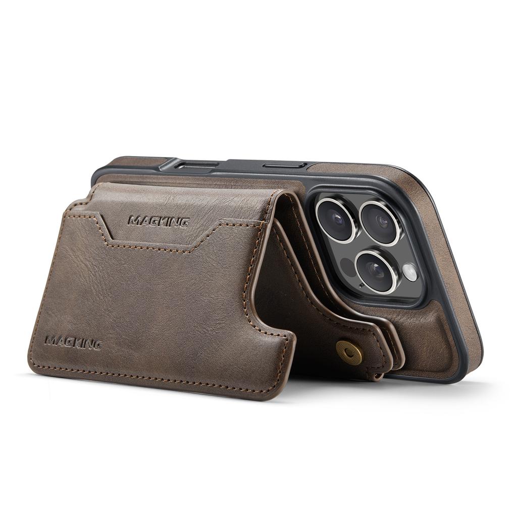 MAGKING K3 Series For iPhone 16 Pro Case Compatible with MagSafe Wallet PC+TPU+PU Phone Cover