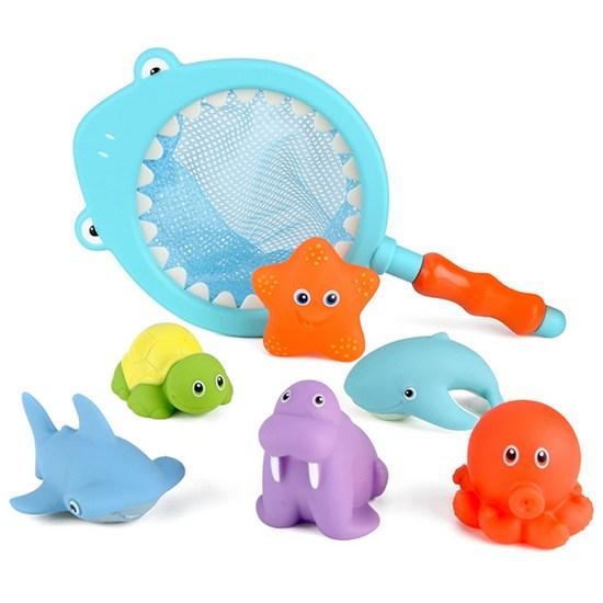 Let's Toy Shark and Sea Friends Bath Toy Toys Set of 7, Korean Bath Toys