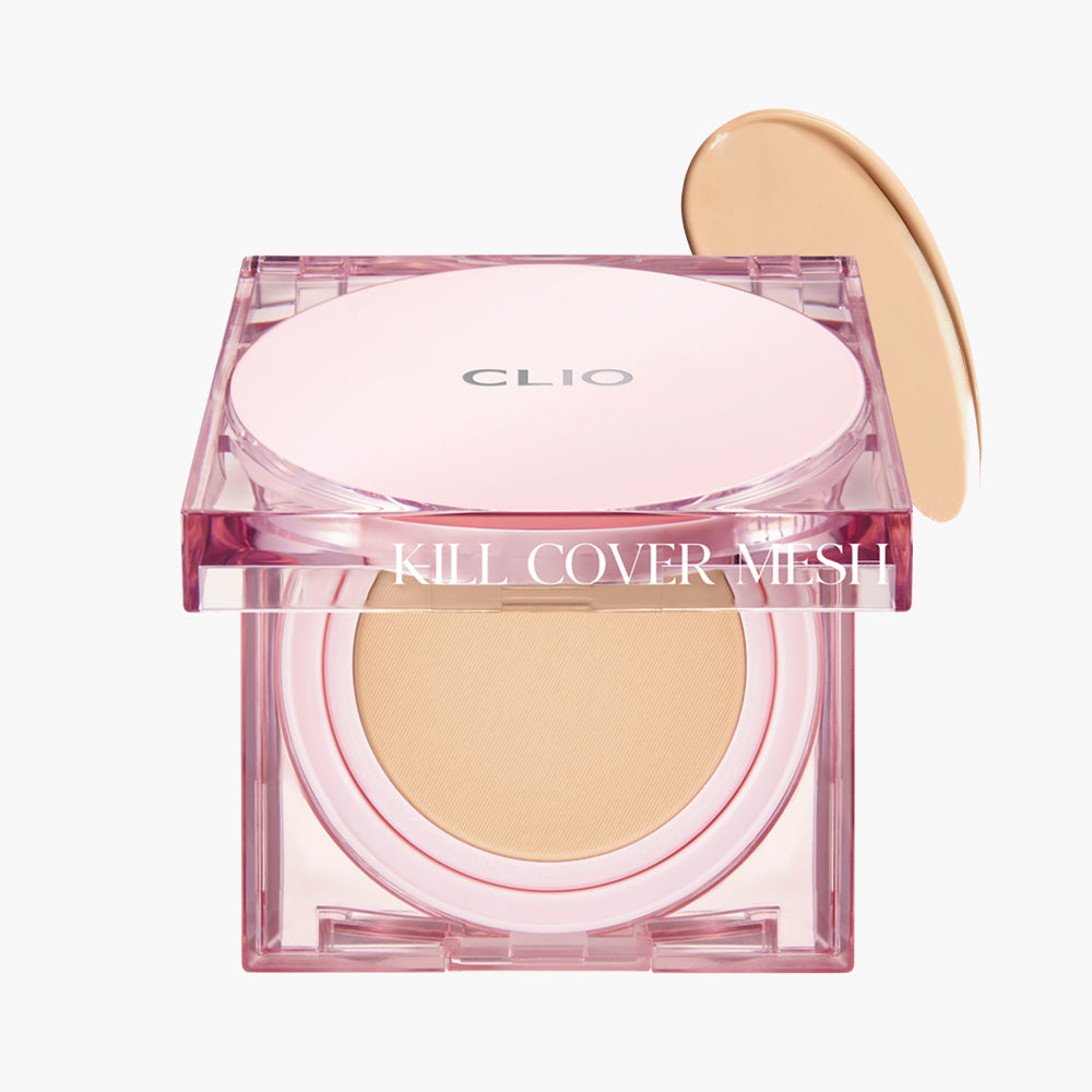 Clio Kill Cover Mesh Glow Cushion Foundation 15г+15г рефил Эффект стеклянной кожи, Стойкий, Легкий, Наслаиваемое покрытие, Макияж для сияющей кожи