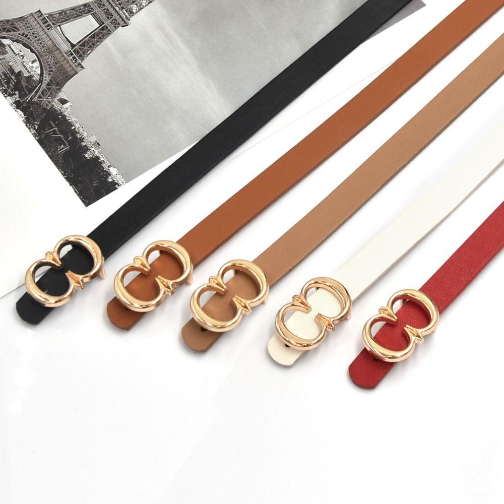 Luxury Design Leather Belt Versatile Waist Strap Fashion Metal Slide Buckle Belt