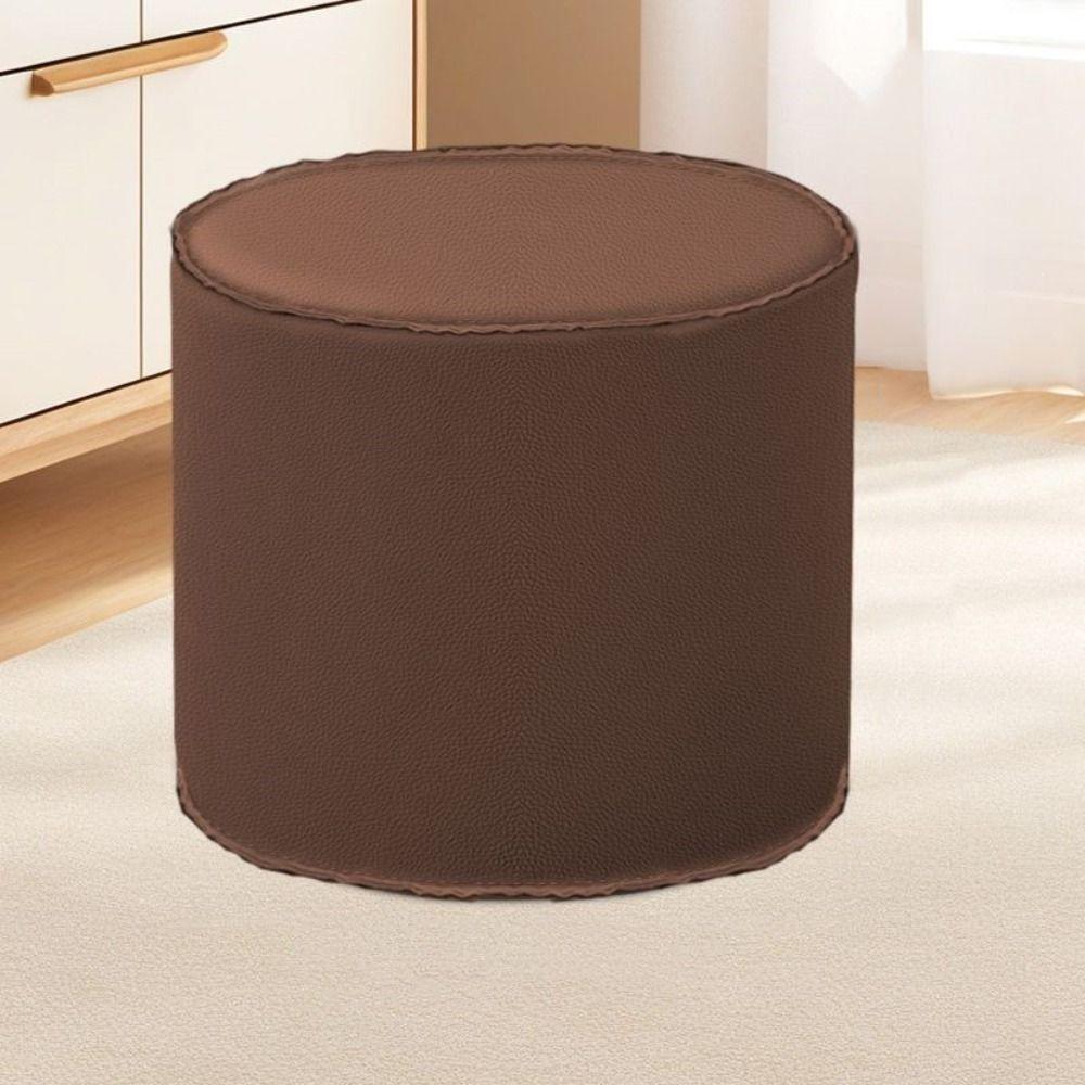 Non-Slip Storage Stool Waterproof Leather Pouf Thicken Cylinder Ottoman Shoe-changing