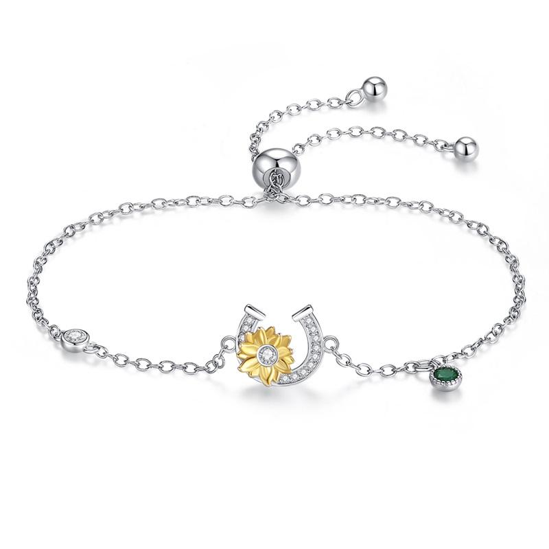 Color Sakura Sunflower Butterfly Pendant Bracelet Sparkling Lucky Infinite Symbol for Womens Fine Wedding Jewelry
