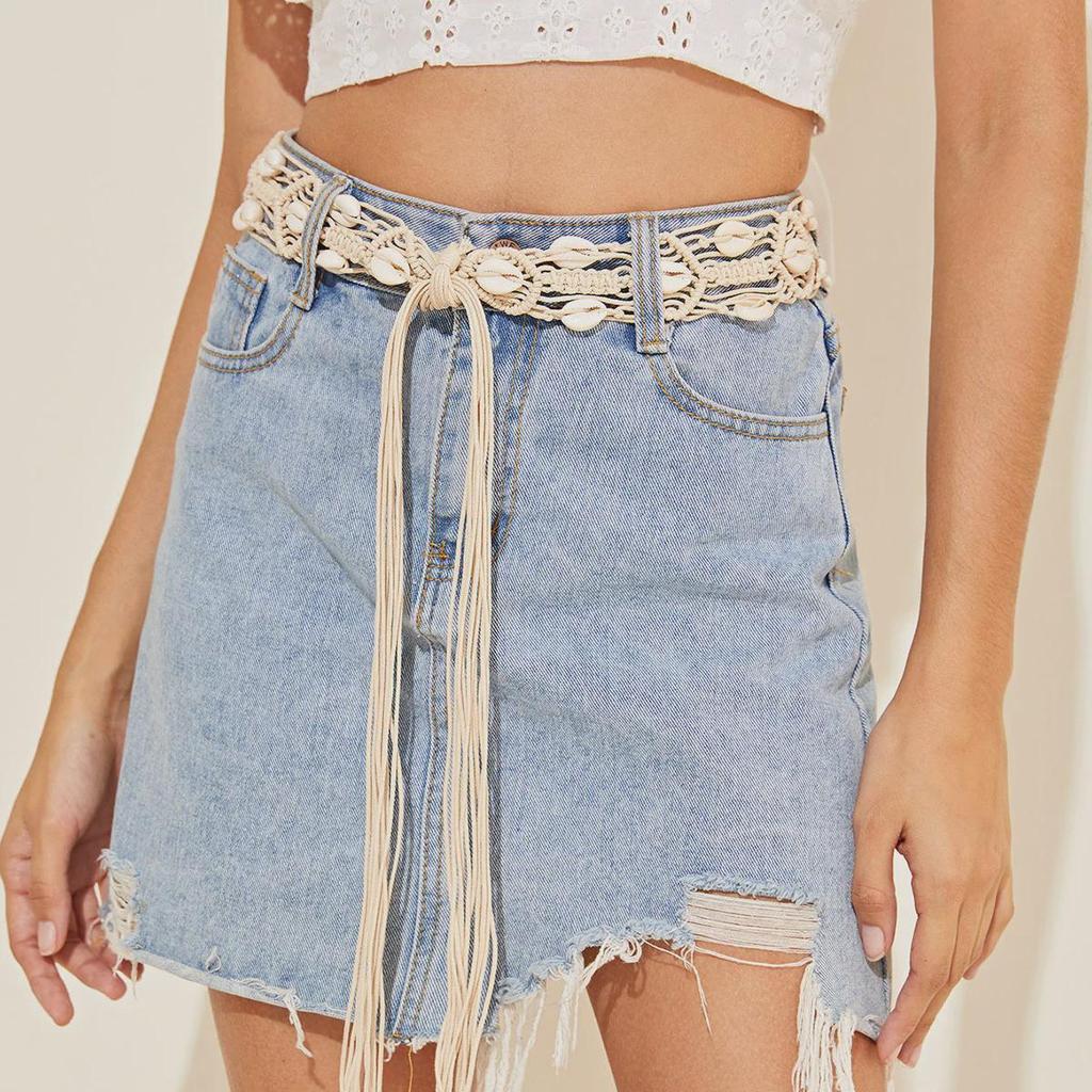 Европейский и американский богемный стиль хлопковый веревочный пояс-ракушка для женщин