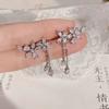 Серьги-подвески с бахромой из страз, новые серьги-гвоздики в виде цветка, универсальные, с эльфийским, супер-сказочным темпераментом, серьги-гвоздики