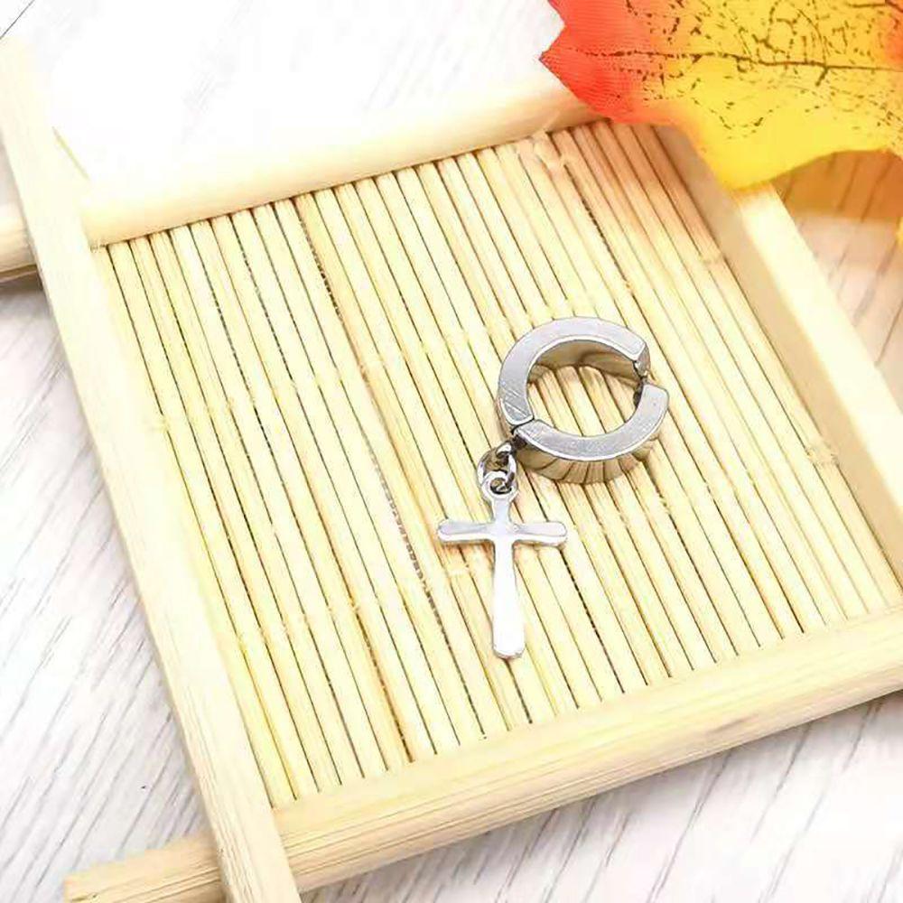 Stainless Steel Women Elegant Non-Piercing Earring Cross Clip Earring Men Ear Cuff Fashion Jewelry