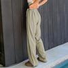 Новые женские однотонные широкие брюки, женские свободные повседневные брюки с высокой талией для мытья полов