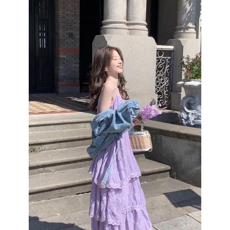 Летнее кружевное многослойное платье с рюшами на подтяжках, новое модное женское белое пляжное длинное платье трапециевидной формы для отдыха, новые женские элегантные плиссированные платья 798