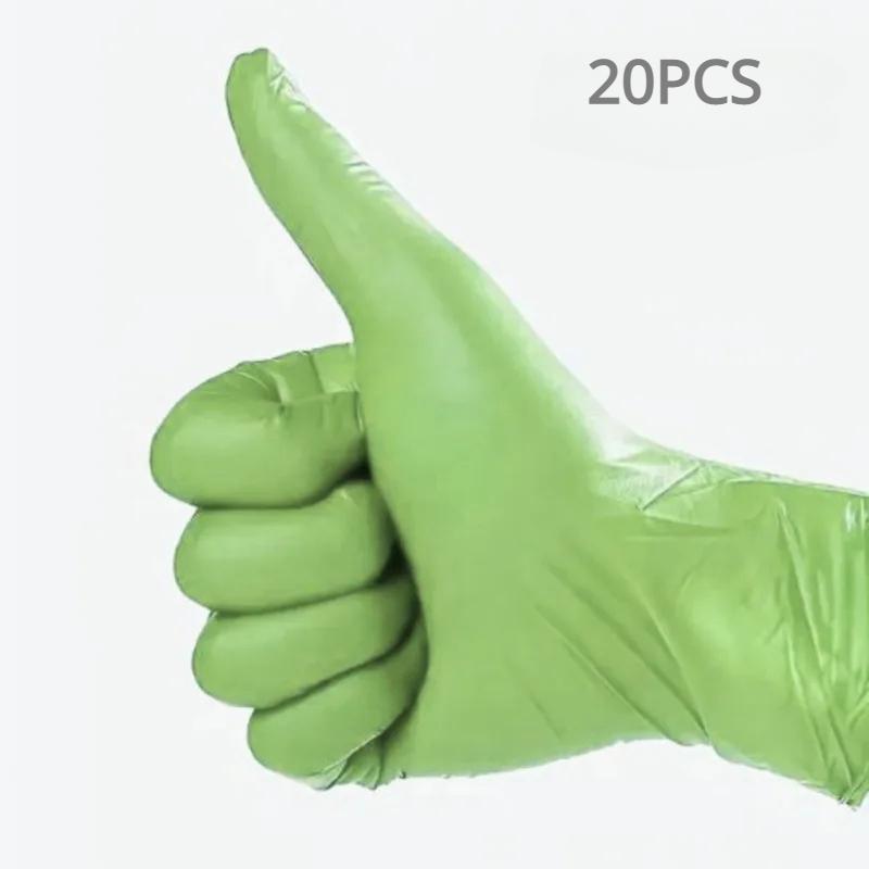 100/50/20 шт. Светло-зеленые нитриловые перчатки для кухни, бытовой уборки, сада, макияжа, одноразовые перчатки, водонепроницаемые рабочие перчатки