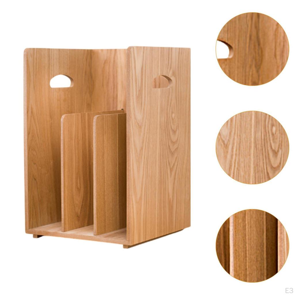 Minimalist Wood Book Organizer for Desktop with Space Vinyls And Games