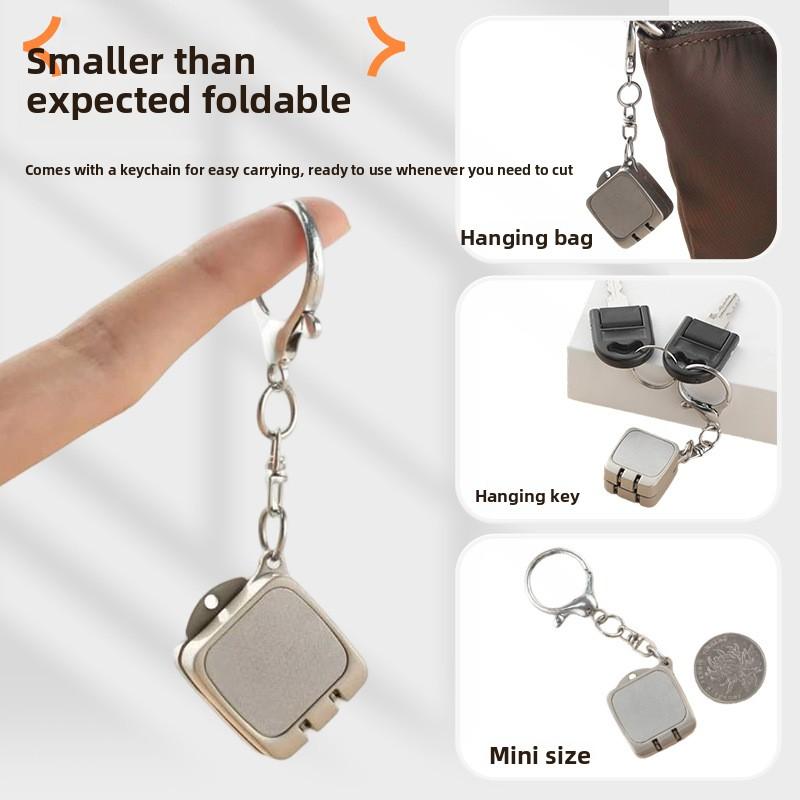 Stainless steel folding mini nail clippers, flip keychain decorative charm, mini small portable nail clippers