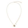 Labradorite Heart Lock Pearl Long Necklace_Nz1136