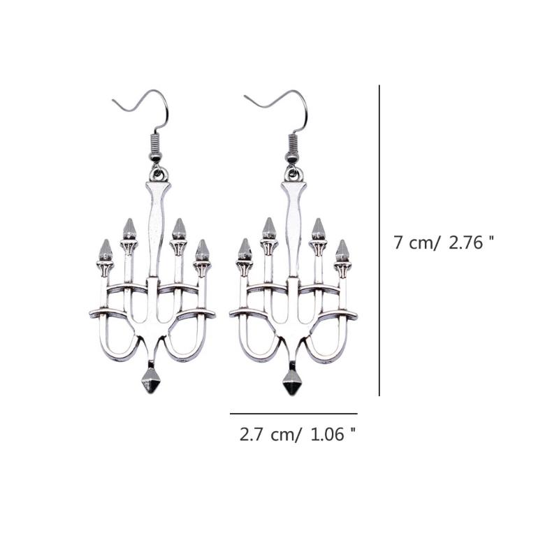 Hanukkah Menorah Drop Earrings Alloy Candle Holder Necklace Hexagrams Israel Faith Judaism Jewelry Gift for Women Girls