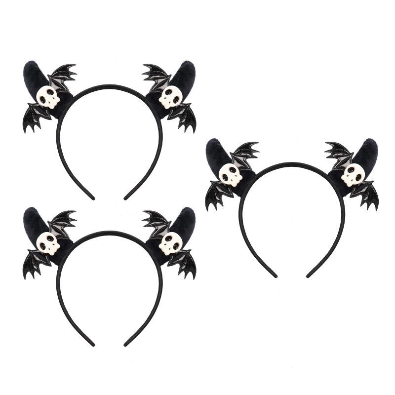 3pcs/set Halloween Devil Horns Headband with Bats - Funny Plastic Hair Accessories for Party Costume Unisex Headpiece