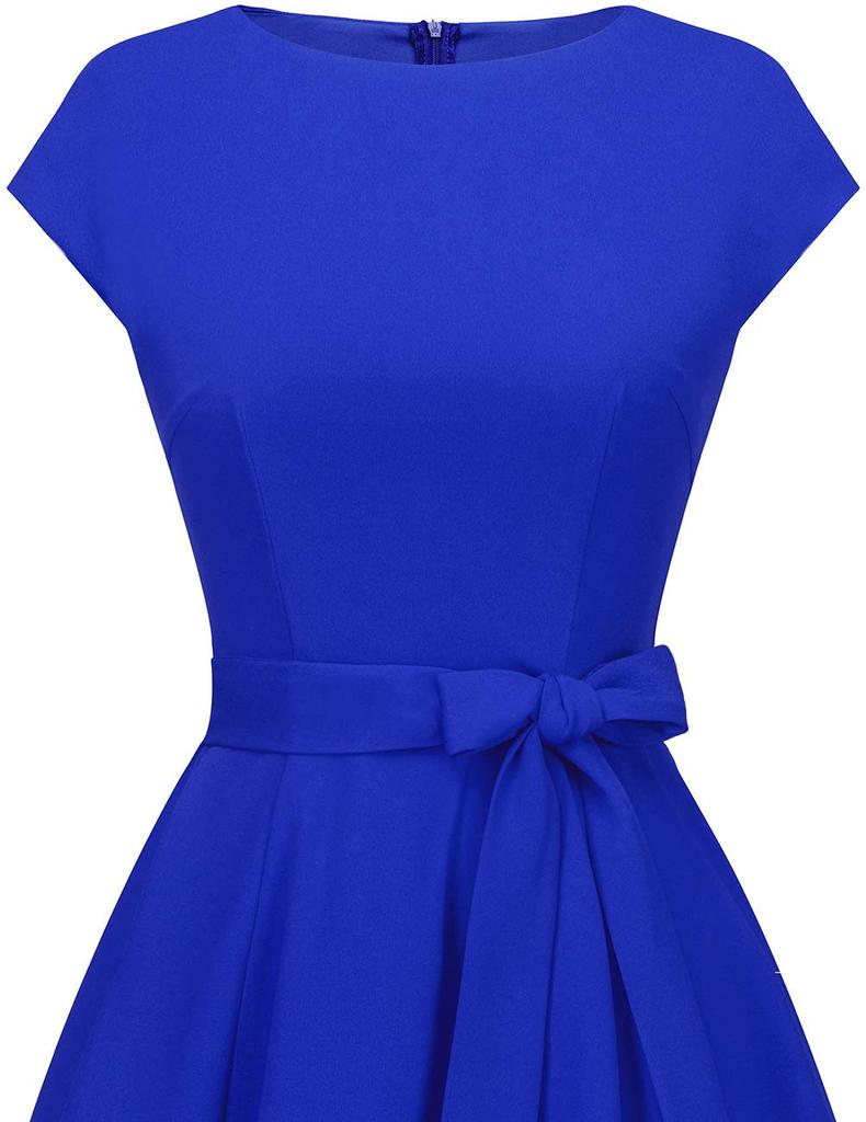 Dresstel Миди Летнее Идеально для размера XL Женское платье, Одежда, А-силуэт, Стройнящее, Стильное, Повседневное, Для работы, Вечеринки, Синее,