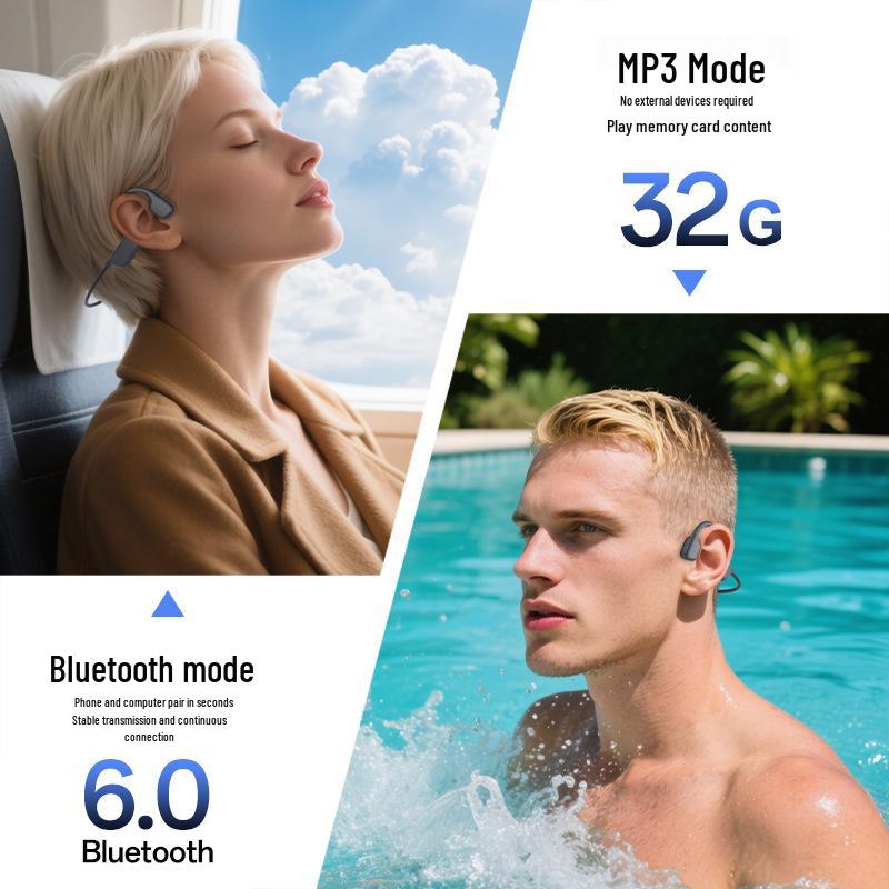 Долговечные Bluetooth-наушники костной проводимости для спорта и плавания – Открытый дизайн, Шумоподавление