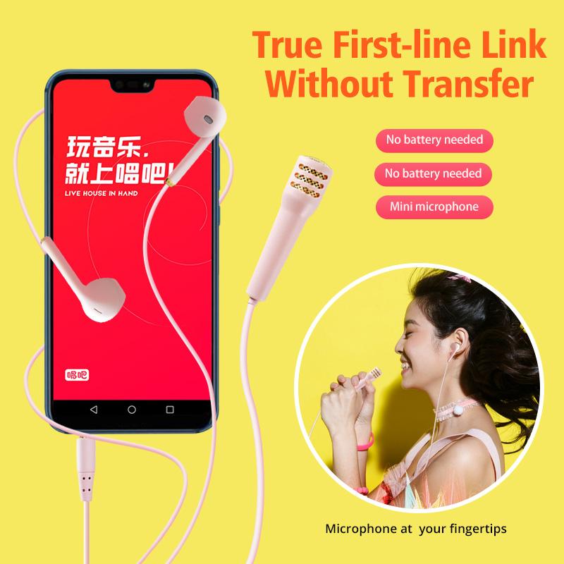 FONKEN 3,5 мм мини-микрофон для караоке, высококачественная гарнитура TIK TOK, HIFI и BASS, наушники со встроенным микрофоном для мобильных телефонов, планшетов