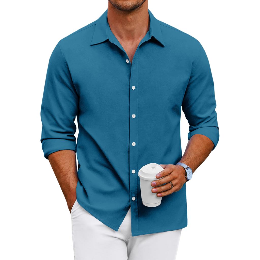 Men's Loose-fitting Casual Button-down Long-sleeved Shirt