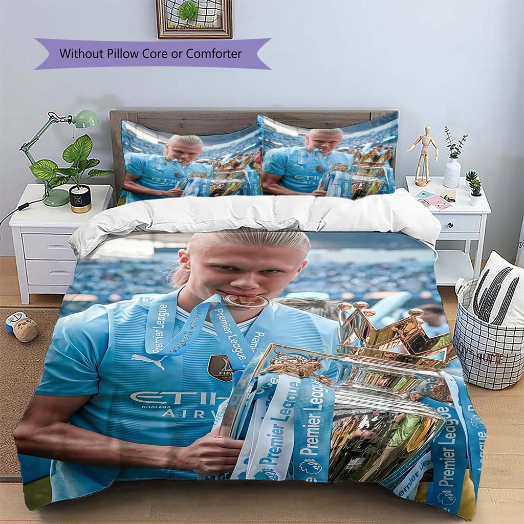 Erling Haaland Pattern Bedding Home Decoration Birthday Gift (1 * duvet cover + 2 * pillowcase, without core)