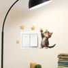 Cartoon Kitten Picking Stars Bedroom Living Room Switch Background Beautification Wall Stickers