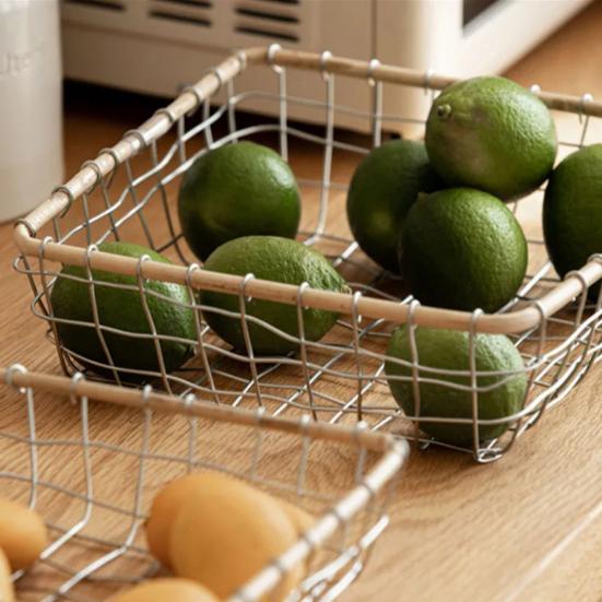Storage Basket, Stainless Steel Woven Multi-Purpose Organizer, Large Capacity Stackable Fruit Bowl for Kitchen Bathroom Bedroom And More