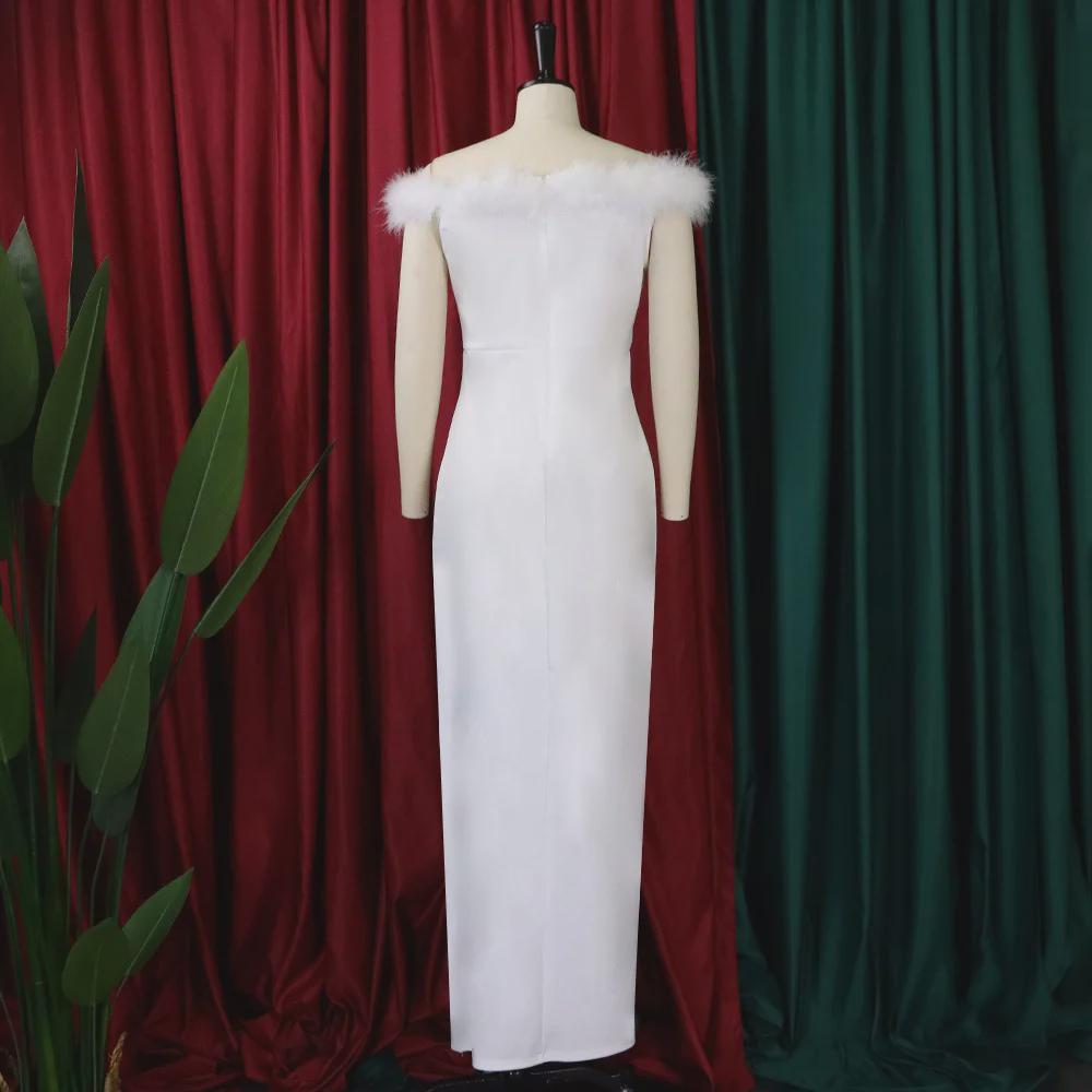 D285 2022 Новое женское европейское и американское модное вечернее платье с перьями