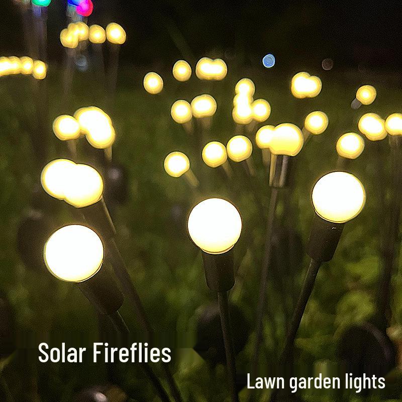 Solar Wind-Powered Firefly LED Garden Stake Lights - Waterproof Outdoor Decor