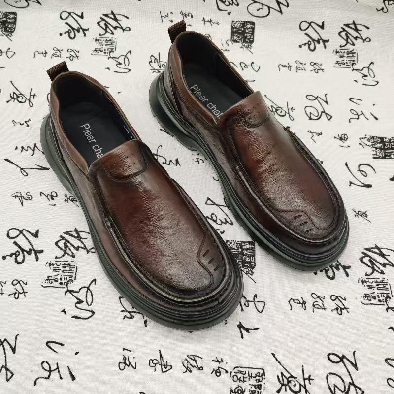Высококачественные осенние деловые кожаные туфли на легкой подошве, мужские, из коровьей кожи, с круглым носком, трендовые, модные, повседневные мужские кожаные туфли