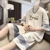 Мужские летние повседневные костюмы: Комплект из свободных футболок и шорт для подростков в новом стиле