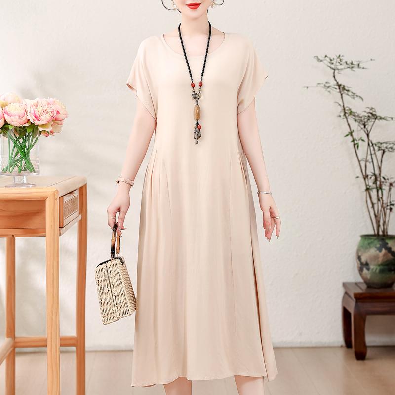 Элегантное женское летнее платье больших размеров, винтажная одежда, однотонные, с коротким рукавом, свободные длинные платья