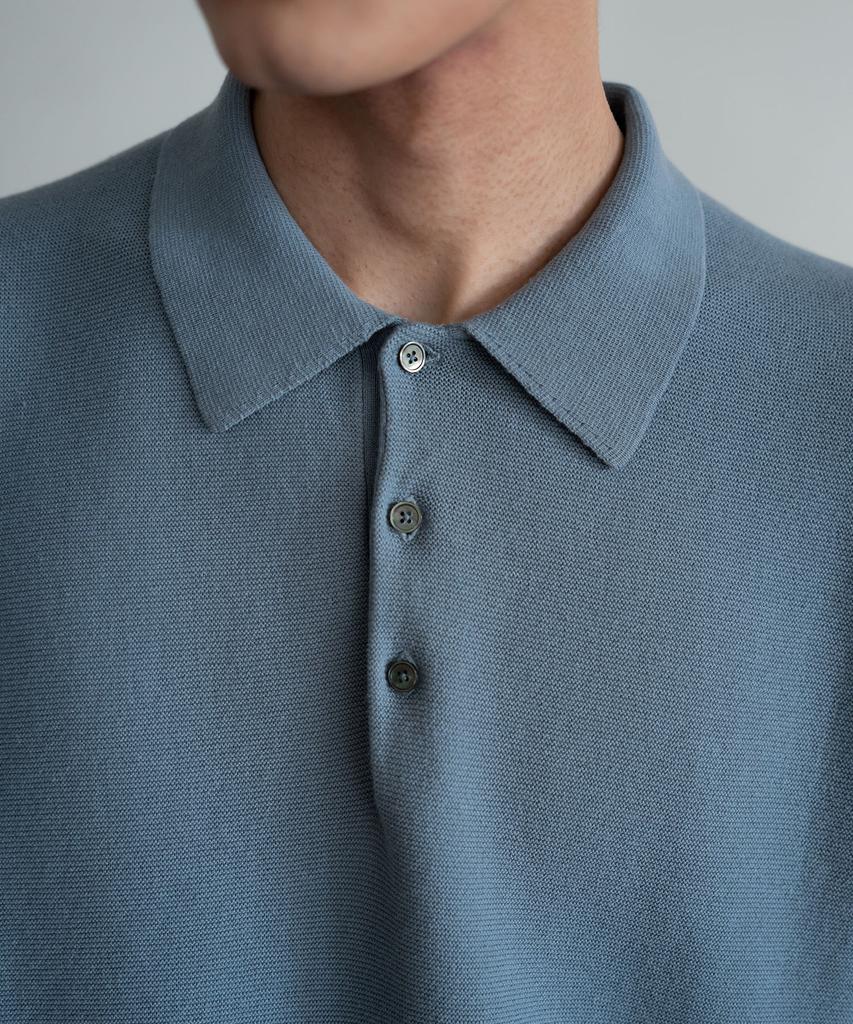 BLANKROOM Torren Polo Knit_Washed Blue