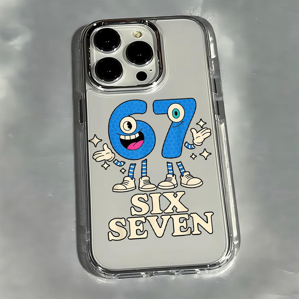 Роскошный чехол Six Seven 67 для iPhone 17e 17 16e 16 15 14 13 12 11 mini Pro Max X XR XSMAX Air Plus Прозрачный Мягкий Чехол