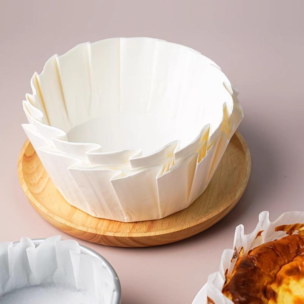50/100pcs 4/6/8 Inch Basque Cheesecake Oil Paper Tray Non-stick Disposable Cupcake Liner  Wedding