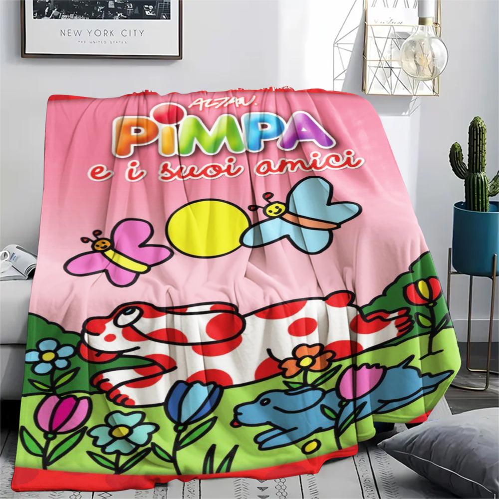 1PC Pimpa Print Flannel Blanket, High quality Comfortable for All Seasons, Home Decor, Warmth and Comfort, Perfect for Christmas Gifts109