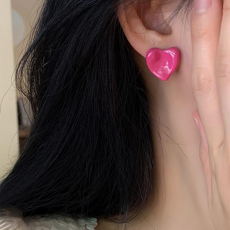 2024 Irregular Heart Stud Earrings - Niche Sweet Luxury, Non-Pierced Ear Clips for Women
